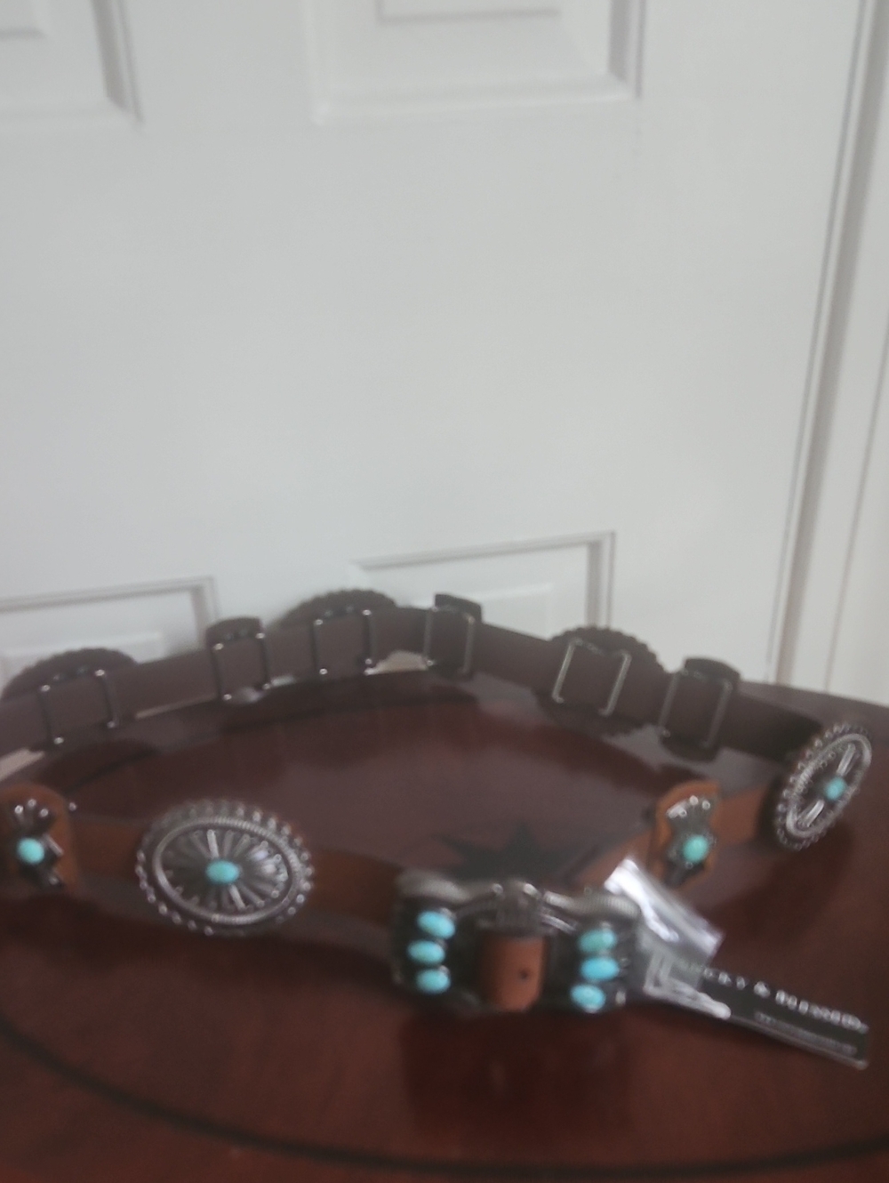 Brown Turquoise Concho Belt - Women Accessories Large